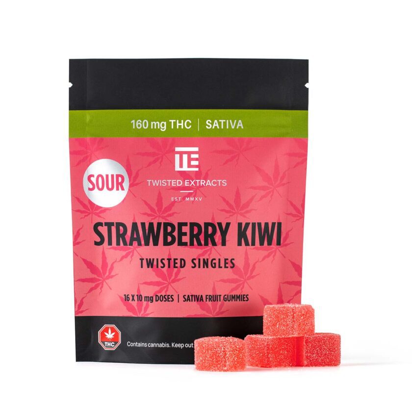 Twisted Extracts Twisted Singles Sour Strawberry Kiwi (160mg THC, Sativa)