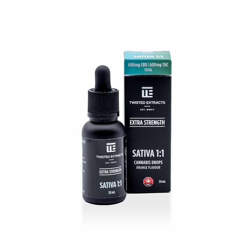 Twisted Extracts Oil Drops Sativa 1:1 Extra Strength (600mg THC + 600mg CBD)