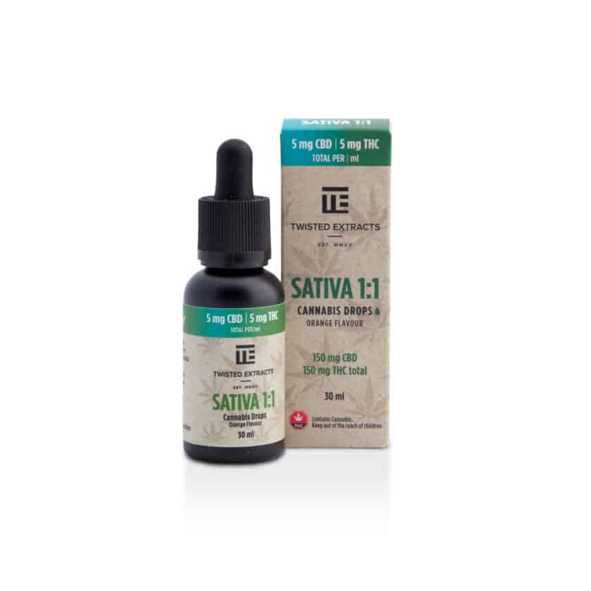 Twisted Extracts Oil Drops Sativa 1:1 (150mg THC + 150mg CBD)