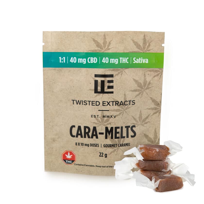 Twisted Extracts Caramelts 1:1 Sativa/CBD (40mg THC + 40mg CBD)