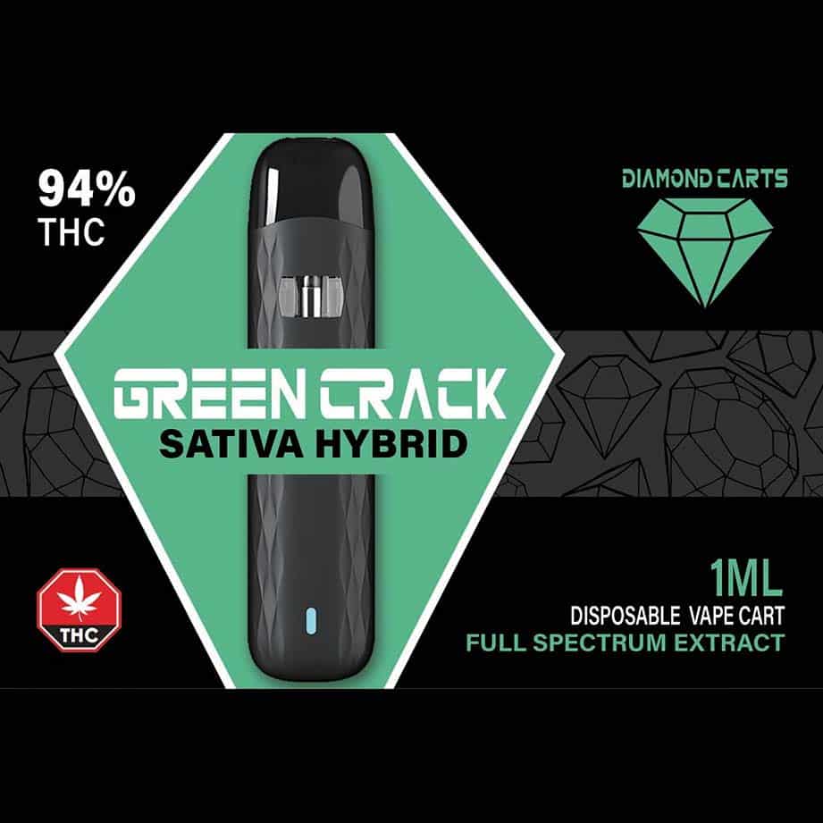 Photographie source: Diamond Carts Disposable Vape – Green Crack –