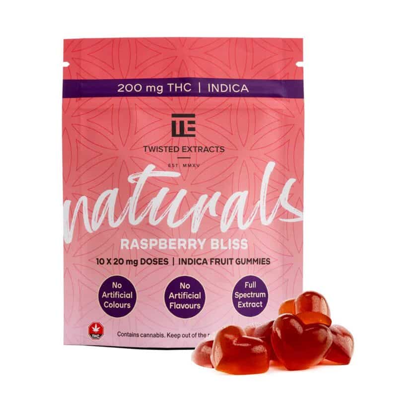 Twisted Extracts Twisted Naturals Cannabis Gummies Raspberry Bliss Flavour Package