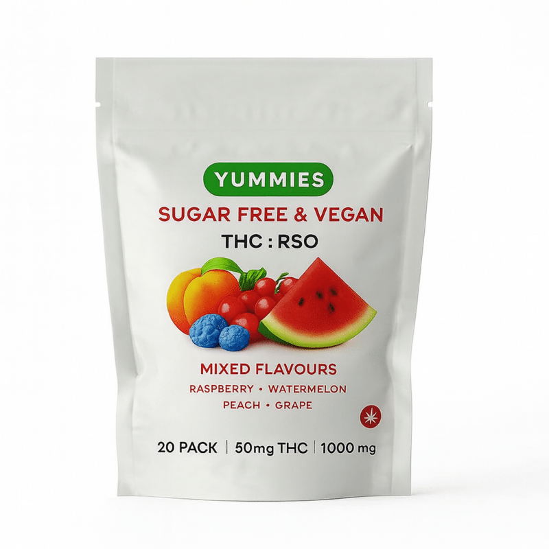 Photographie source: Yummies – Sugar Free Mixed Fruit THC Gummies –